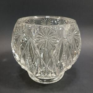 Vtg 70s - 80s Avon Starburst Diamond Cut Glass Candle Holder Decorative Bowl